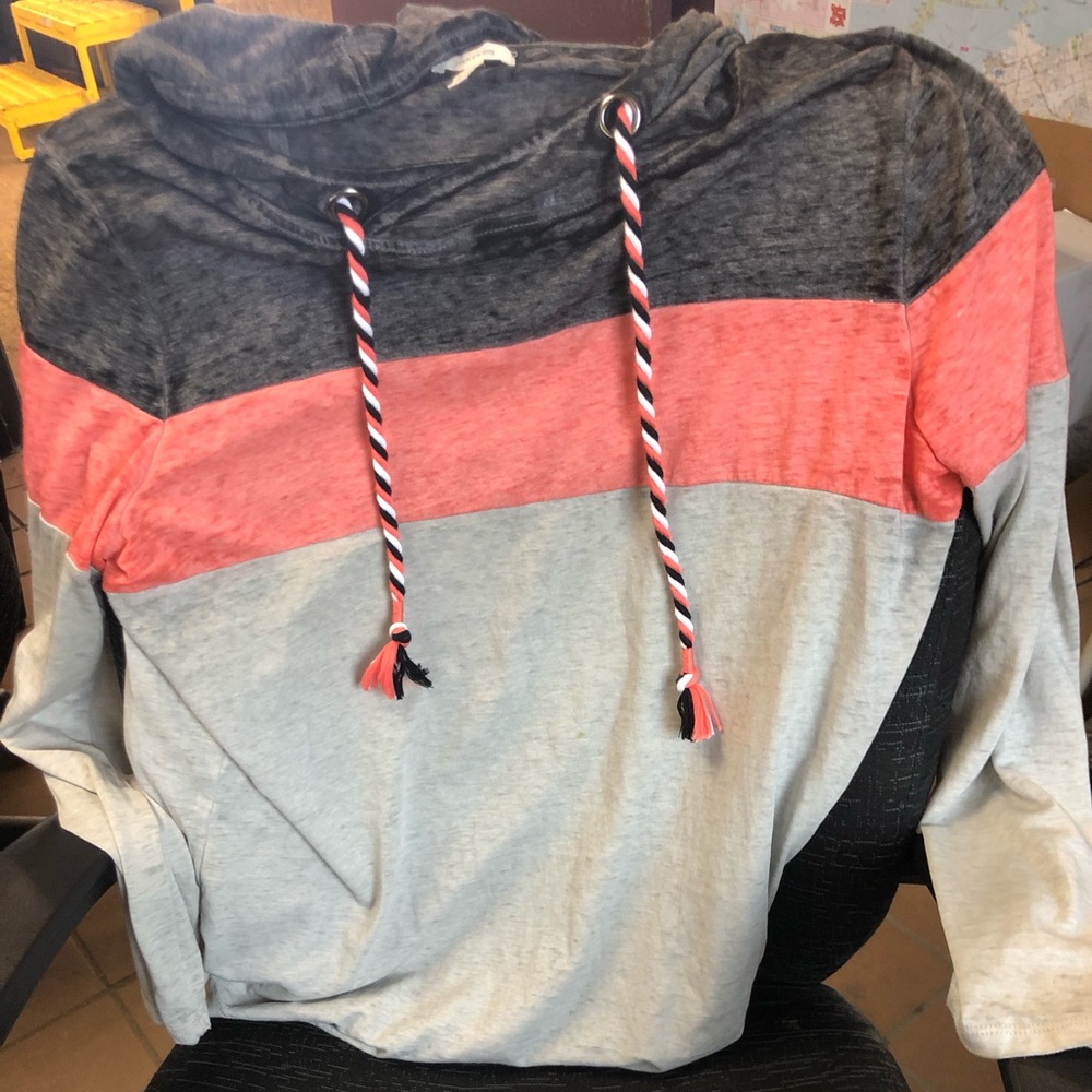 Maurice’s hooded sweatshirt with coral stripe